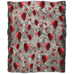813 - Annalisa Giuntini - Cashmere Scarf with Many Red Hearts - Scarves and Foulard - Scarf of High Quality Luxury - Avvenice