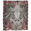 813 - Annalisa Giuntini - Silk Scarf with Zebras, Palm Leaves and Flowers - Scarves and Foulard - Scarf of High Quality Luxury - Avvenice