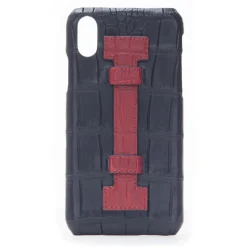 2 ME Style - Case Fingers Croco Black / Red - iPhone X / XS - Crocodile Leather Cover - Avvenice