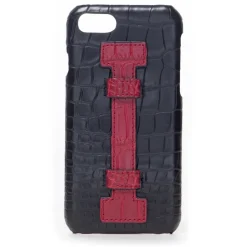 2 ME Style - Case Fingers Croco Black / Red - iPhone 8 / 7 - Crocodile Leather Cover - Avvenice