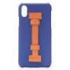 2 ME Style - Case Fingers Leather Blue / Croco Orange - iPhone XS Max - Crocodile Leather Cover - Avvenice
