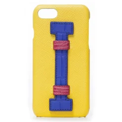 2 ME Style - Case Fingers Leather Yellow / Croco Orange - iPhone 8 / 7 - Crocodile Leather Cover - Avvenice