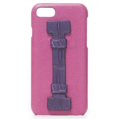 2 ME Style - Case Fingers Leather Fucsia / Croco Purple - iPhone 8 Plus / 7 Plus - Crocodile Leather Cover - Avvenice