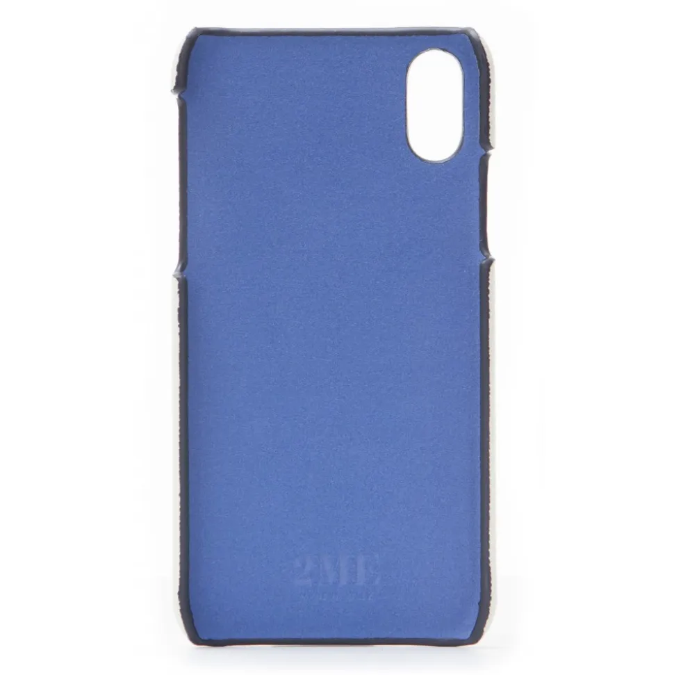 2 ME Style - Case Fingers Leather White / Croco Blue - iPhone XS Max - Crocodile Leather Cover - Avvenice