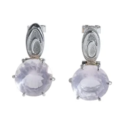 Ab Ove - Earrings in Silver with Pink Quartz Stone ct 20 - Iris Collection - Handcrafted Earrings - High Quality Luxury - Avvenice