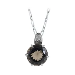 Ab Ove - Pendant in Silver with with Fumè Quartz Stone ct 20 - Iris Collection - Handcrafted Necklace - High Quality Luxury - Avvenice