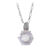 Ab Ove - Pendant in Silver with with Pink Quartz Stone ct 20 - Iris Collection - Handcrafted Necklace - High Quality Luxury - Avvenice