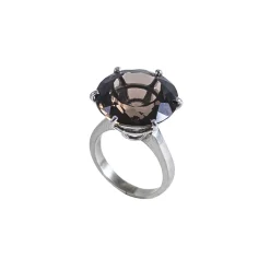 Ab Ove - Ring in Silver with Fumè Quartz Stone ct 20 - Iris Collection - Handcrafted Ring - High Quality Luxury - Avvenice