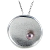 Ab Ove - Round Flat Big Pendant in Silver with River Pearl - Venus Collection - Handcrafted Earrings - High Quality Luxury - Avvenice