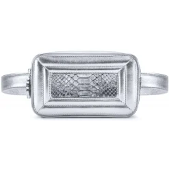 Aleksandra Badura - Camera Belt Bag - Python & Goatskin Belt Bag - Silver - Luxury High Quality Leather Bag - Avvenice