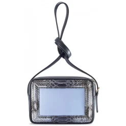 Aleksandra Badura - Camera Bag - Python & Calfskin Mini Bag - Sky Blue - Luxury High Quality Leather Bag - Avvenice