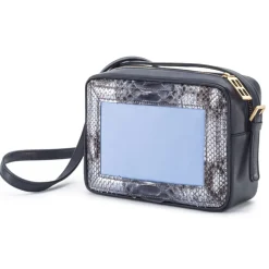 Aleksandra Badura - Camera Bag - Python & Calfskin Mini Bag - Sky Blue - Luxury High Quality Leather Bag - Avvenice