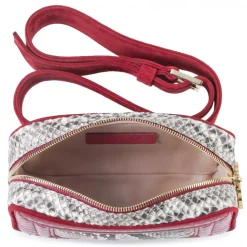 Aleksandra Badura - Camera Belt Bag - Python & Calfskin Belt Bag - Red & Stone - Luxury High Quality Leather Bag - Avvenice