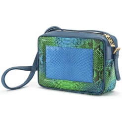 Aleksandra Badura - Camera Bag - Python & Calfskin Mini Bag - Blue, Green & Ocean - Luxury High Quality Leather Bag - Avvenice