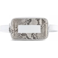 Aleksandra Badura - Camera Belt Bag - Python & Calfskin Belt Bag - White & Stone - Luxury High Quality Leather Bag - Avvenice