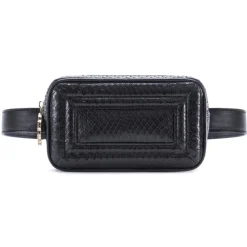 Aleksandra Badura - Camera Belt Bag - Python & Calfskin Belt Bag - Onyx - Luxury High Quality Leather Bag - Avvenice