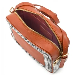 Aleksandra Badura - Camera Bag - Python & Calfskin Mini Bag - Orange Pois - Luxury High Quality Leather Bag - Avvenice