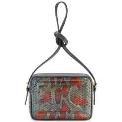 Aleksandra Badura - Camera Bag - Python & Calfskin Mini Bag - Orange & Grey - Luxury High Quality Leather Bag - Avvenice