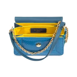 Aleksandra Badura - Candy Bag Mini - Python Shoulder Bag - Blue & Green Ocean - Luxury High Quality Leather Bag - Avvenice