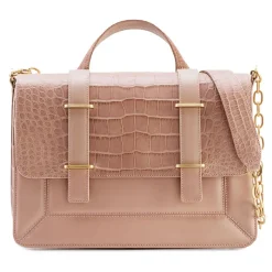 Aleksandra Badura - Candy Bag Postina - Alligator & Calfskin Shoulder Bag - Blush - Luxury High Quality Leather Bag - Avvenice
