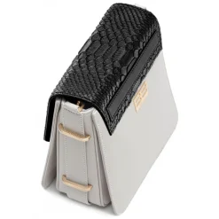 Aleksandra Badura - Candy Bag - Python & Calfskin Shoulder Bag - Black & White - Luxury High Quality Leather Bag - Avvenice