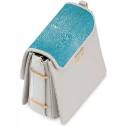 Aleksandra Badura - Candy Bag - Stingray & Calfskin Shoulder Bag - Turquoise and White Ice - Luxury High Quality Leather Bag - Avvenice