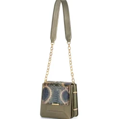 Aleksandra Badura - Candy Bag - Python & Calfskin Shoulder Bag - Olive - Luxury High Quality Leather Bag - Avvenice