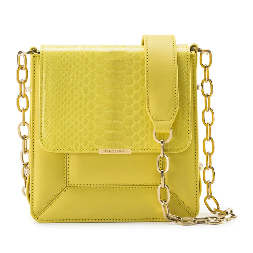 Aleksandra Badura - Candy Bag - Python & Calfskin Shoulder Bag - Yellow - Luxury High Quality Leather Bag - Avvenice