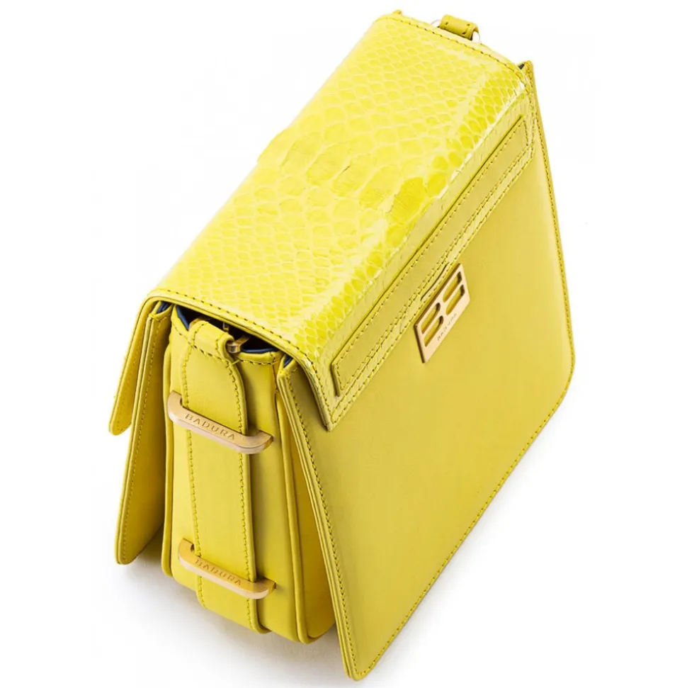 Aleksandra Badura - Candy Bag - Python & Calfskin Shoulder Bag - Yellow - Luxury High Quality Leather Bag - Avvenice