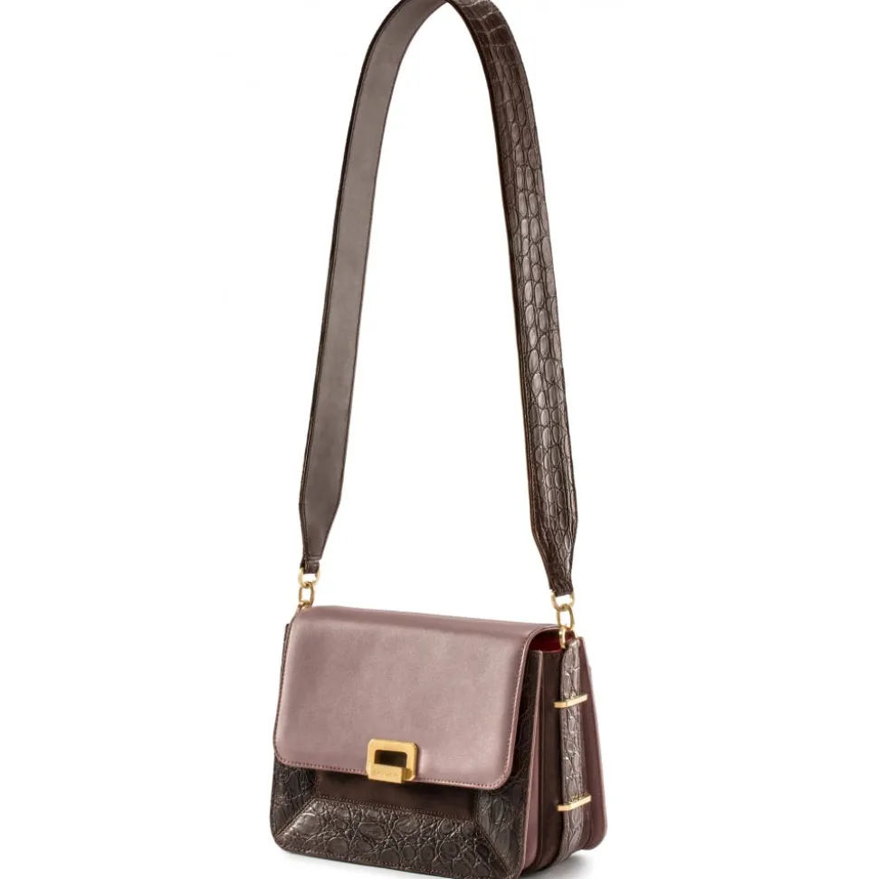 Aleksandra Badura - Candy Bag Large - Python & Calfskin Shoulder Bag - Cocoa - Luxury High Quality Leather Bag - Avvenice