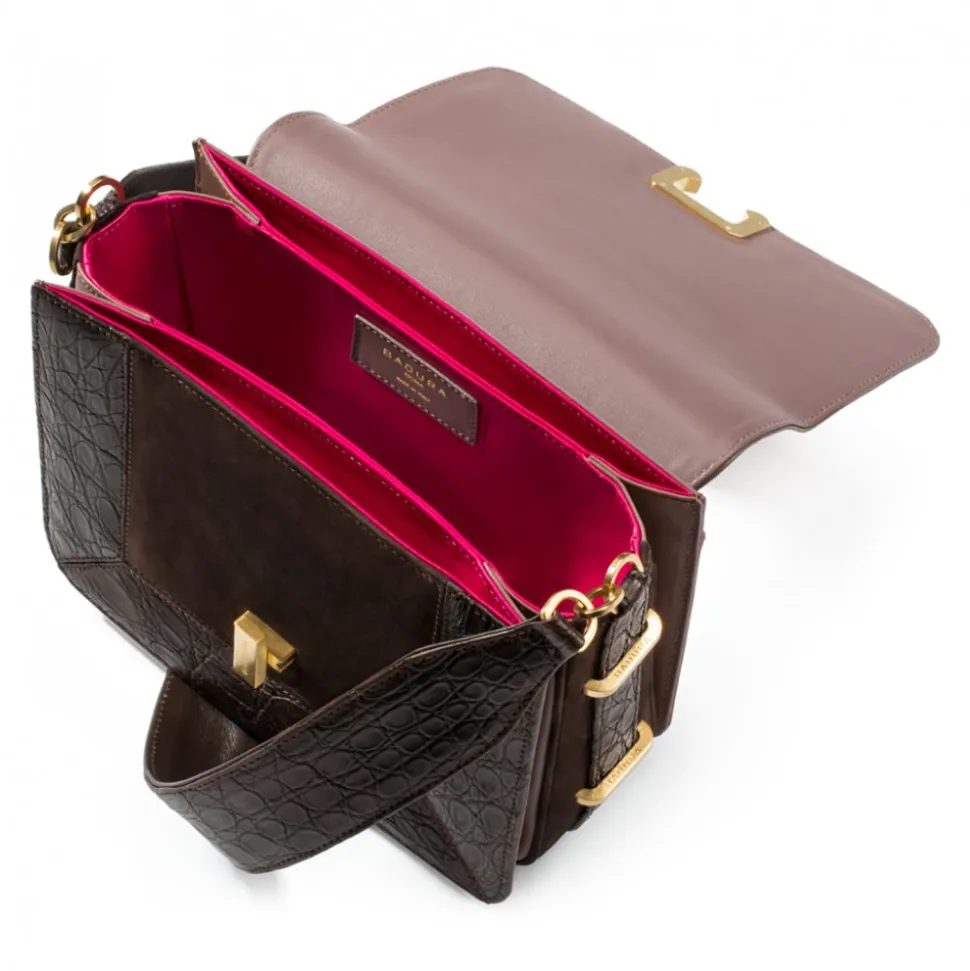 Aleksandra Badura - Candy Bag Large - Python & Calfskin Shoulder Bag - Cocoa - Luxury High Quality Leather Bag - Avvenice