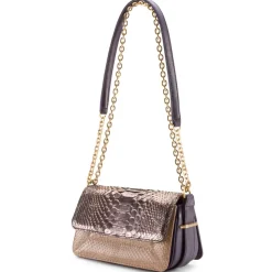 Aleksandra Badura - Candy Bag Mini - Python Shoulder Bag - Taupe & Purple - Luxury High Quality Leather Bag - Avvenice
