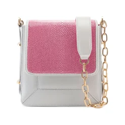 Aleksandra Badura - Candy Bag - Stingray & Calfskin Shoulder Bag - Pink and White Ice - Luxury High Quality Leather Bag - Avvenice