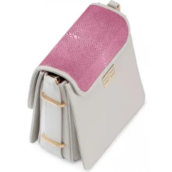 Aleksandra Badura - Candy Bag - Stingray & Calfskin Shoulder Bag - Pink and White Ice - Luxury High Quality Leather Bag - Avvenice