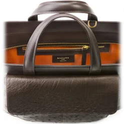 Aleksandra Badura - Cherie Bag - Ostrich & Calfskin Tote Bag - Chocolate - Luxury High Quality Leather Bag - Avvenice