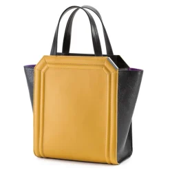 Aleksandra Badura - Clio Mini Bag - Calfskin & Goatskin Shopper Bag - Mustard & Onyx - Luxury High Quality Leather Bag - Avvenice