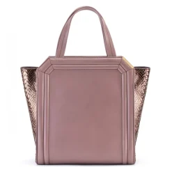 Aleksandra Badura - Clio Mini Bag - Calfskin & Python Shopper Bag - Taupe & Violet - Luxury High Quality Leather Bag - Avvenice