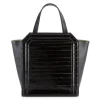 Aleksandra Badura - Clio Mini Bag - Calfskin & Eel Shopper Bag - Onyx - Luxury High Quality Leather Bag - Avvenice