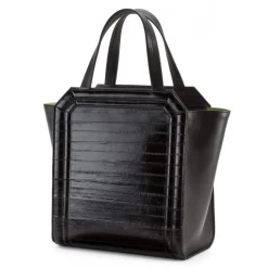 Aleksandra Badura - Clio Mini Bag - Calfskin & Eel Shopper Bag - Onyx - Luxury High Quality Leather Bag - Avvenice
