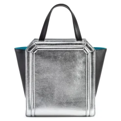 Aleksandra Badura - Clio Mini Bag - Calfskin Shopper Bag - Onyx & Silver - Luxury High Quality Leather Bag - Avvenice