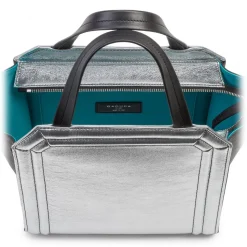 Aleksandra Badura - Clio Mini Bag - Calfskin Shopper Bag - Onyx & Silver - Luxury High Quality Leather Bag - Avvenice