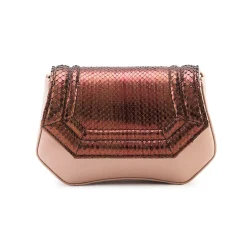 Aleksandra Badura - Etoile Mini Bag - Python & Calfskin Shoulder Bag - Blush & Marsala - Luxury High Quality Leather Bag - Avvenice