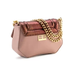 Aleksandra Badura - Etoile Mini Bag - Python & Calfskin Shoulder Bag - Blush & Marsala - Luxury High Quality Leather Bag - Avvenice