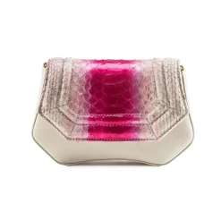 Aleksandra Badura - Etoile Mini Bag - Python & Calfskin Shoulder Bag - White & Fuchsia - Luxury High Quality Leather Bag - Avvenice