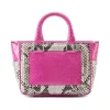 Aleksandra Badura - Ladylike Mini Bag - Python Top-Handle Tote Bag - Candy Pink & Stone - Luxury High Quality Leather Bag - Avvenice