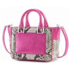 Aleksandra Badura - Ladylike Mini Bag - Python Top-Handle Tote Bag - Candy Pink & Stone - Luxury High Quality Leather Bag - Avvenice