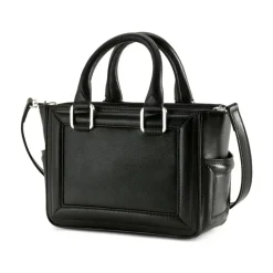 Aleksandra Badura - Ladylike Mini Bag - Goatskin Top-Handle Tote Bag - Carbon Black - Luxury High Quality Leather Bag - Avvenice