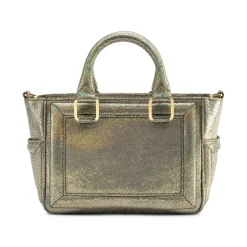Aleksandra Badura - Ladylike Mini Bag - Calfskin Crackle Top-Handle Tote Bag - Olive - Luxury High Quality Leather Bag - Avvenice