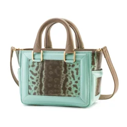 Aleksandra Badura - Ladylike Mini Bag - Calfskin & Karung Top-Handle Tote Bag - Mint - Luxury High Quality Leather Bag - Avvenice