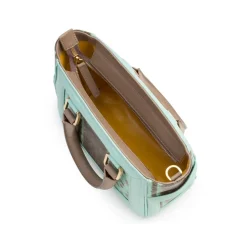 Aleksandra Badura - Ladylike Mini Bag - Calfskin & Karung Top-Handle Tote Bag - Mint - Luxury High Quality Leather Bag - Avvenice